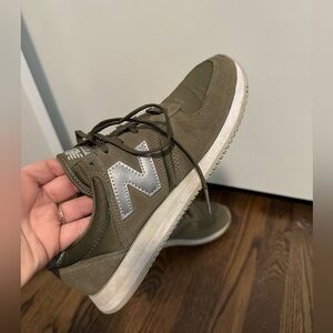 New Balance Olive Green and Silver Athletic Sneakers